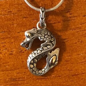 John Hardy Naga Dragon 18K Gold and Sterling Silver Dragon Pendant Necklace